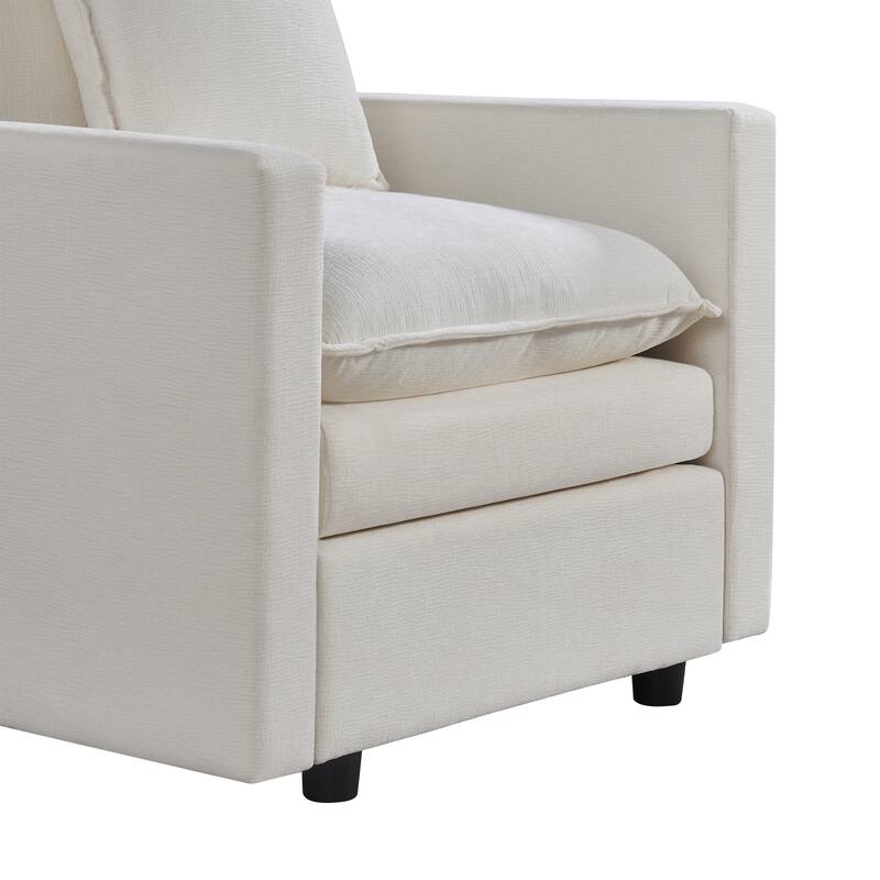 Chenille Fabric Upholstered Reading Armchair Comfy Deep Single Seat Sofa Living Room