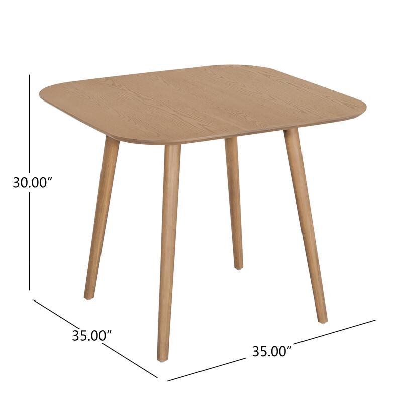 Square Dining Table for 4 Solid Wood and MDF Mid Century Modern Design