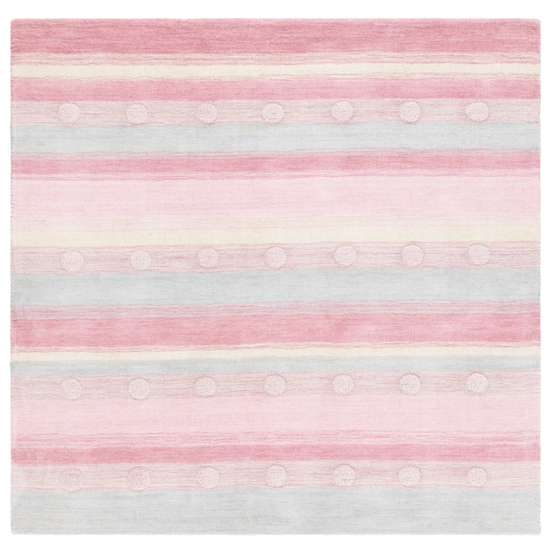 SAFAVIEH Handmade Kids Sandugash Wool Rug - 5'  x  5' - Light Blue/Pink - Square