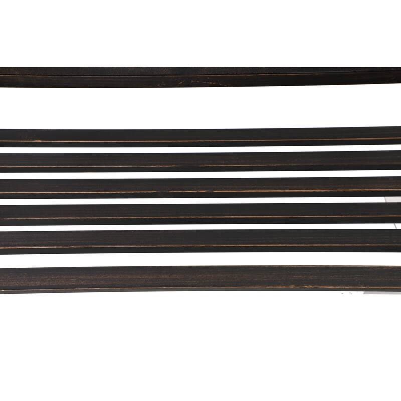 MAISON ARTS Garden Bench Bronze Cast Iron Steel Frame 50 Inch Adorable Birds Pattern