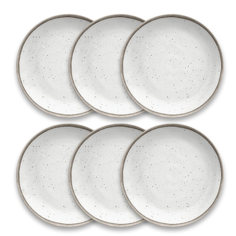 Abode Homewares Retreat Pottery Merge Bamboo Dinner Plate - White - 10.5" - Set of 6 - 6 Piece