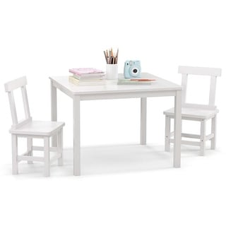 Costway Wooden Kids Table and 2 Chairs Set with Rubber Wood Legs - See Details