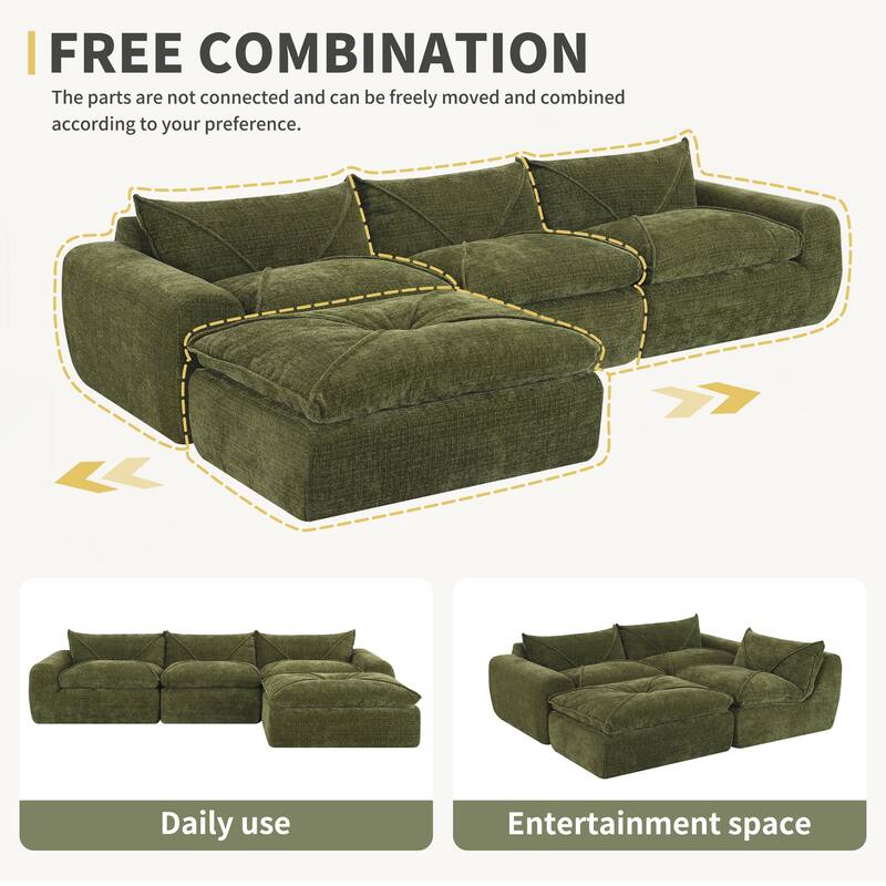 116 Inch Fully Compressed Sofa with High Density Foam