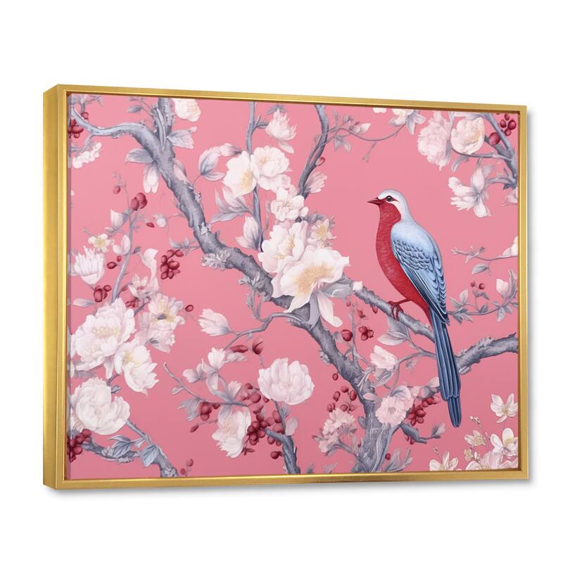 Designart "Cherry Blossum Flower Whispers II" Cherry Blossom Framed Canvas Print