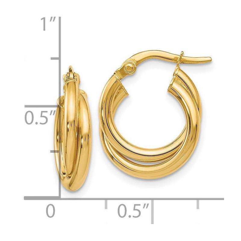 Curata 14k Yellow Gold Italian Polished Twisted Double Hoop Earrings 3x30mm