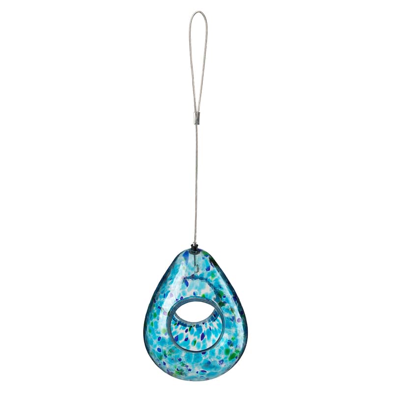 Glitzhome 6.75''H Glass Water Drop Hanging Dots Birdfeeder