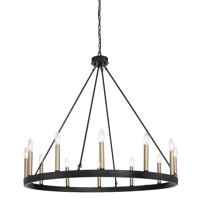 The Gray Barn Highclere 12-light Wagon Wheel Chandelier - 40"x40"x35.93"