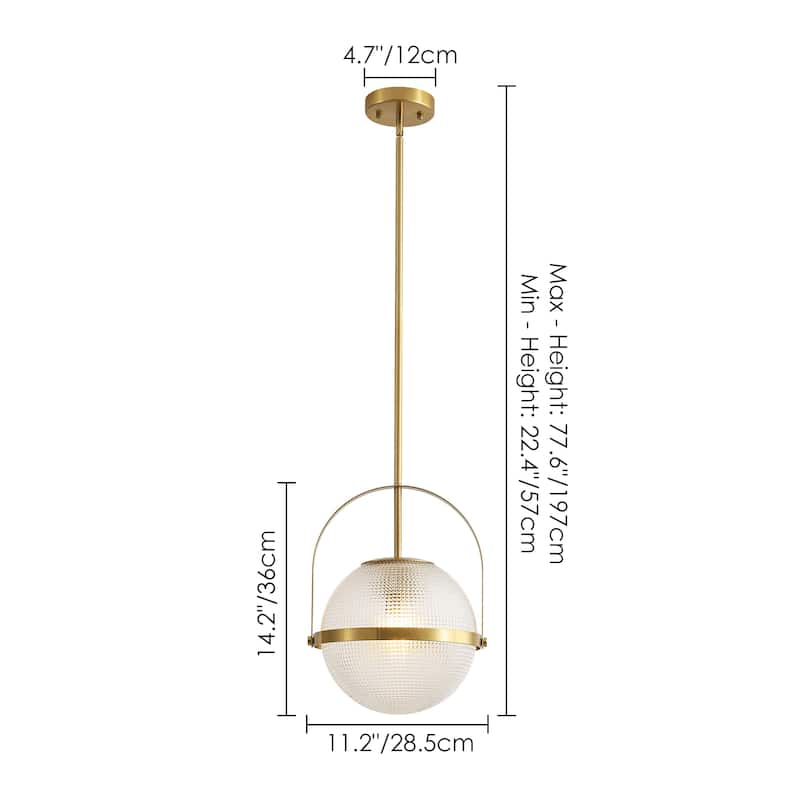 1-Light Modern Minimalist Matte Black/Gold Clear Glass Pendant Light
