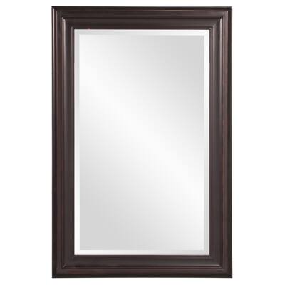 Rectangle Oil Rubbed Bronze Finish Mirror with Wooden Bronze Frame - Brown