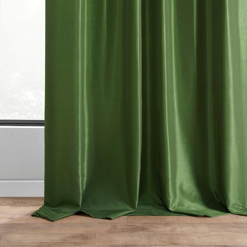 Exclusive Fabrics Vintage Textured Faux Dupioni Silk Room Darkening Curtains (1 Panel)