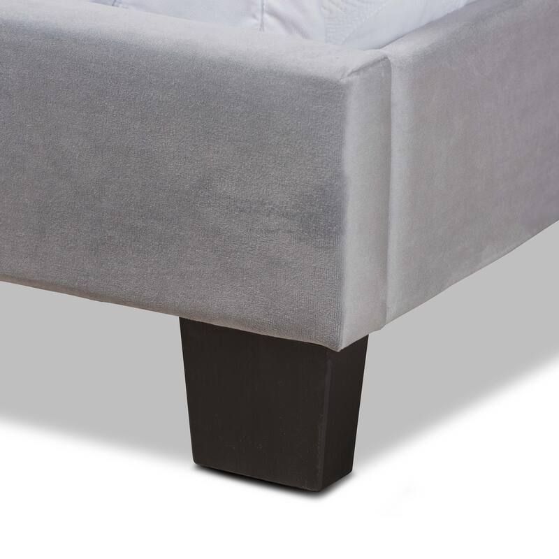 Caprice Modern Glam Velvet Fabric Upholstered Panel Bed