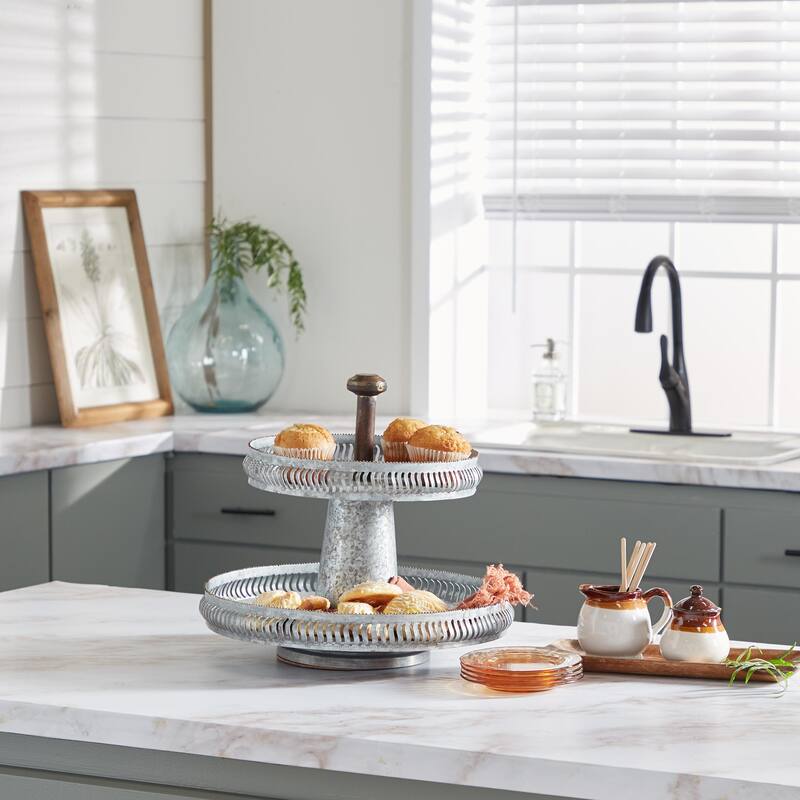 Metal Tiered Server - Silver - Roche River Decor