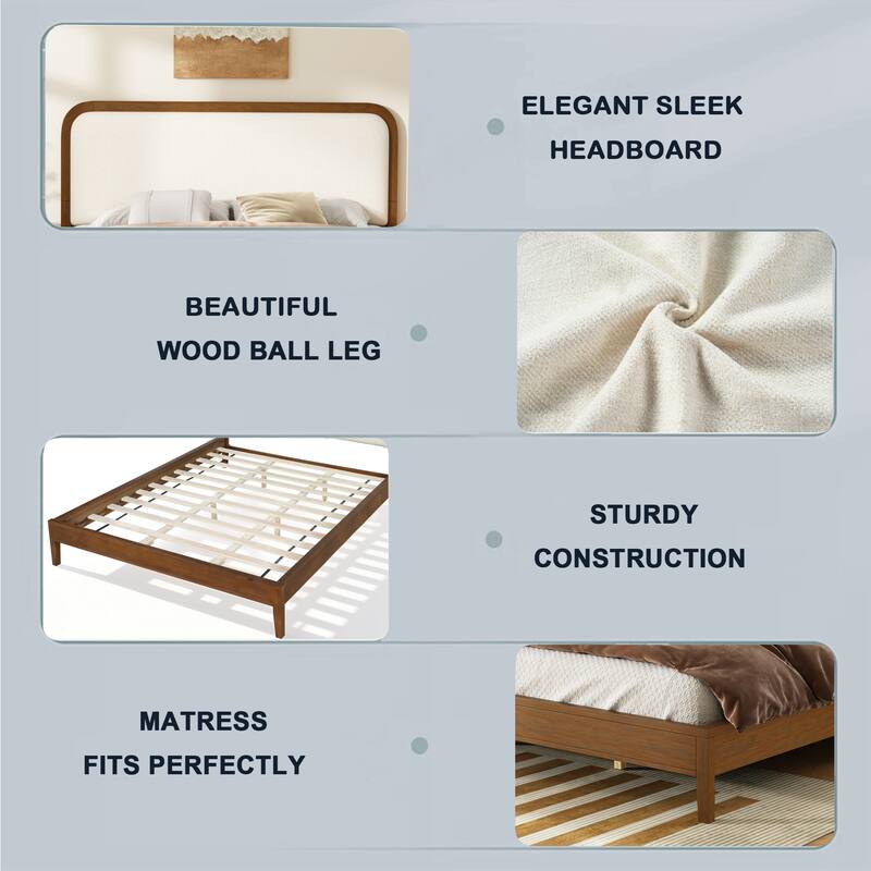 Christopher Knight Home - Oakmere Modern Solid Wood Platform Bed with Upholstered Headboard