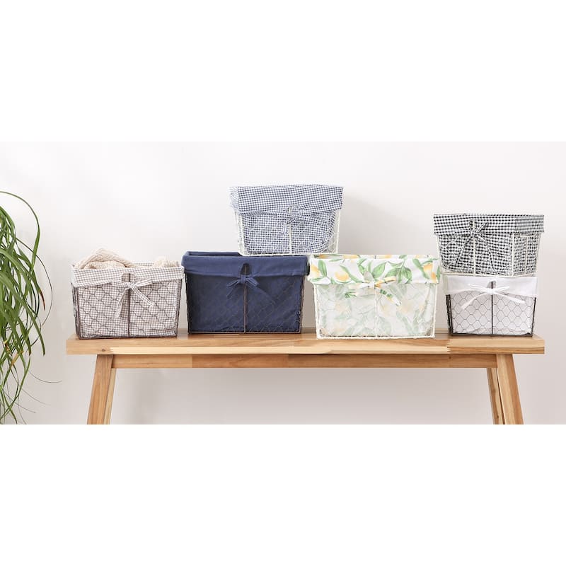 Asst Rustic Bronze Chicken Wire French Blue Liner Basket (Set of 5)