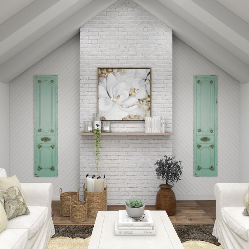 Green Wood Antique Door Scroll Home Wall Decor