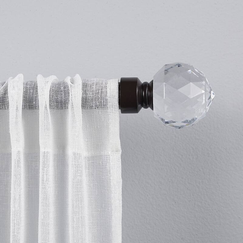 ATI Home Crystal Ball 1" Adjustable Curtain Rod and Finial Set - 36" to 72" - Matte Bronze