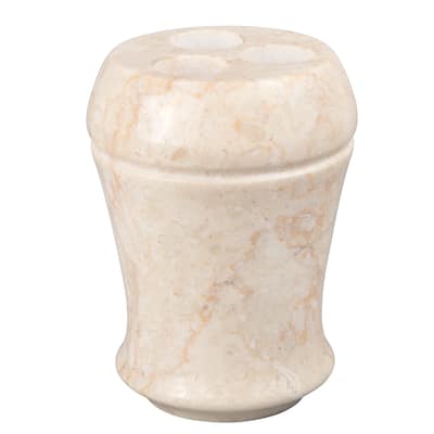 Creative Home Fluted Collection Champagne Marble Toothbrush Holder, Tooth Brush Holder - Beige