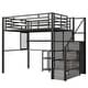 preview thumbnail 14 of 30, Midcentury Modern Design Full Size Metal Loft Bed with Wardrobe,Build-in Desk with Storage Shelf