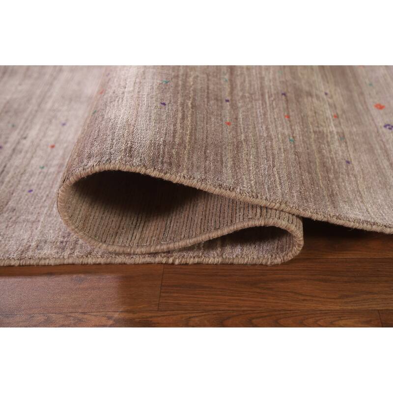 Gabbeh Oriental Area Rug Hand-Knotted Brown Wool Carpet - 7'9"x 9'7"