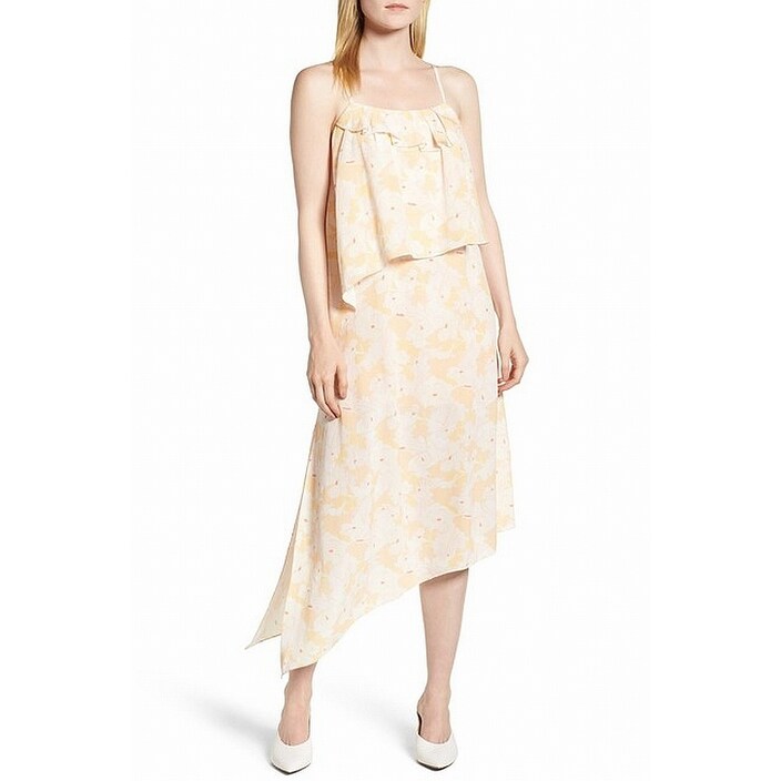 Orange and White Strapless Maxi Dress