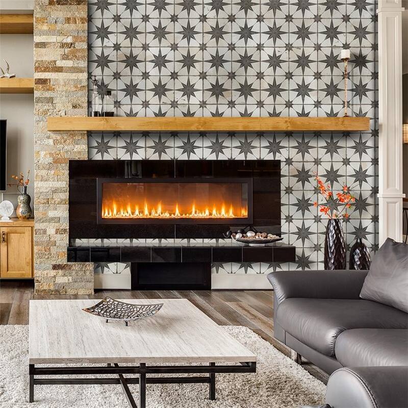 Merola Tile Kings Star Nero 17-5/8" x 17-5/8" Ceramic Floor and Wall Tile