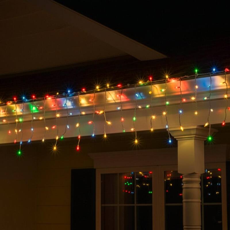 Mini Icicle Christmas Lights - Multi-Color - 9.5' White Wire - 300ct
