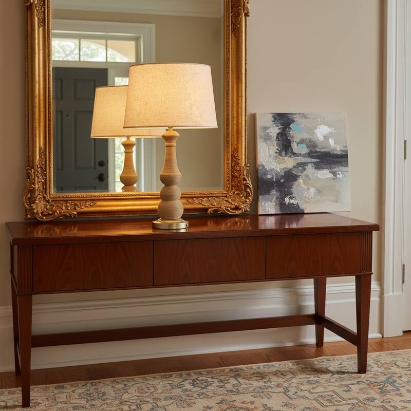 Onda 26" Rattan Table Lamp with USB 3-Way Touch Dimmer