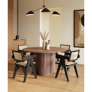Modrest Depew Mid-Century Modern Walnut Round Dining Table - Bed Bath ...