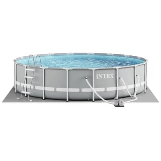 Intex 18ft x 48in Prism Round Frame Above Ground Swimming Pool Set with Pump - 18 x 18 x 4 feet