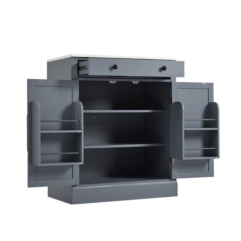 Modern Freestanding Kitchen Pantry,Buffet Food Storage, Coffee Bar Cabinet with Drawer, 2 Adjustable Shelves,2 Door Shelves