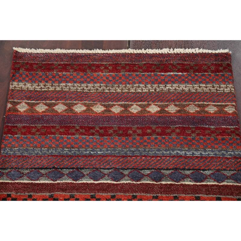Geometric Tribal Gabbeh Kashkoli Oriental Area Rug Wool Hand-knotted - 2'8" x 4'1"