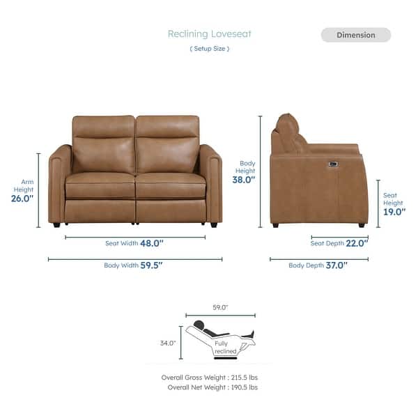 dimension image slide 1 of 2, Orlin Faux Leather Rounded Track Arm 2-Piece Power Reclining Sofa Sets