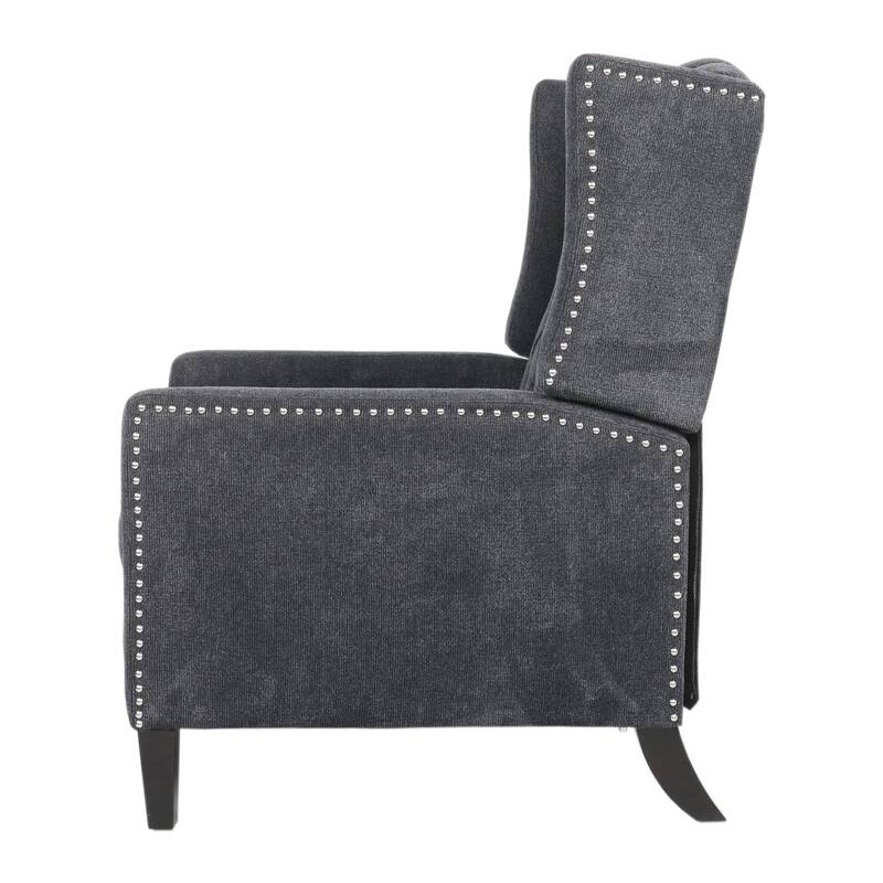 Recliner Chair with Button Tufted Pushback and Sleek Arms, Black