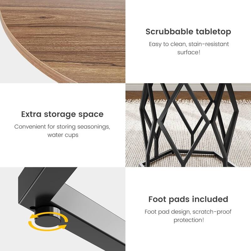 47 Inch Round Dining Table with Metal Base, for Dining Room