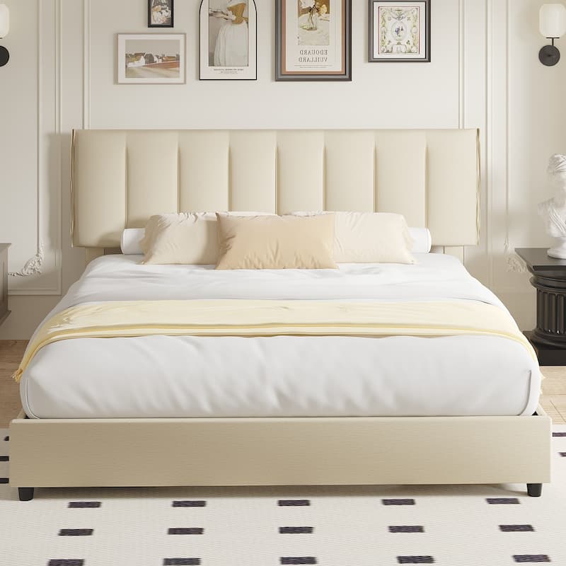 Javlergo Bed Frame with Storage Drawers, Upholstered Platform Bed Frame with Adjustable Headboard