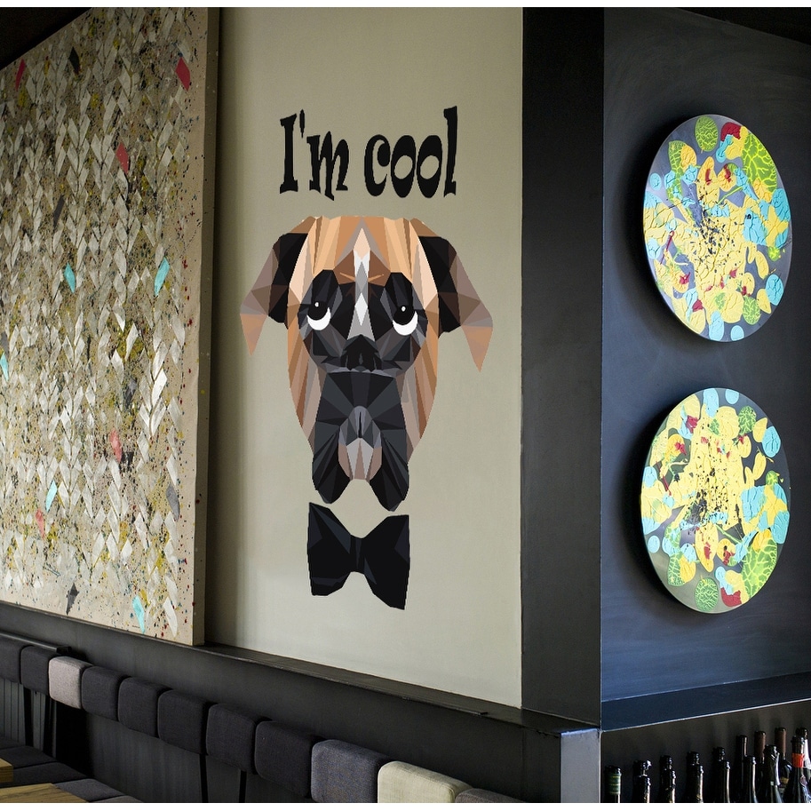 Boxer Dog Polygonal Wall Decal, Boxer I'm Cool Sticker