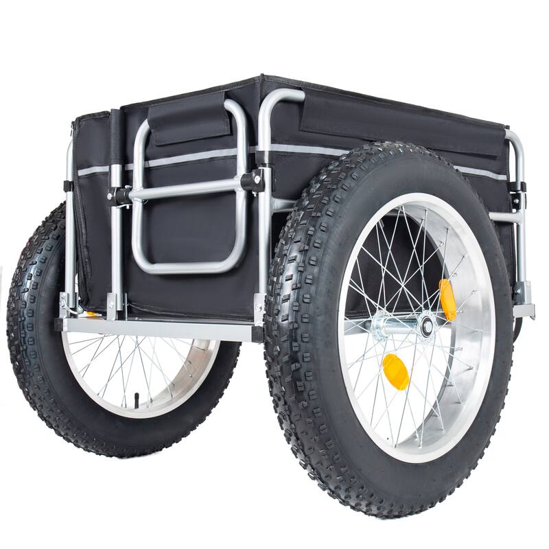 23"x4.0 Fat Tires Bike Cargo Trailer, 150LBS Load Capacity Heavy-Duty Bicycle Wagon Cart, Foldable Compact Storage