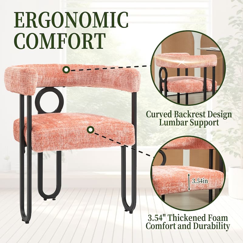 Modern Designed Chenille Fabric Upholstered Accent/Dining Chair/Barrel Side Chairs Kitchen Armchair Set of 1