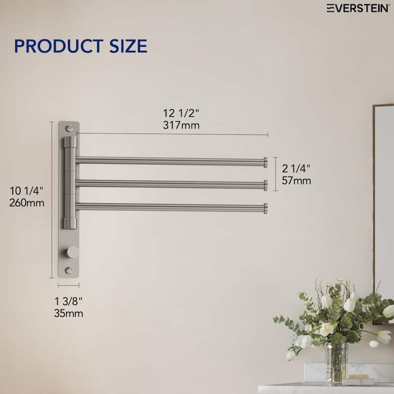 4-Arm Rust-Proof Swivel Towel Rack, 304 Stainless Steel with Hooks