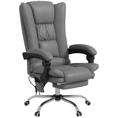 PU Leather Reclining Massage Office Chair with Heat - 25.25" W x 27.5" D x 43.25" -46.5" H