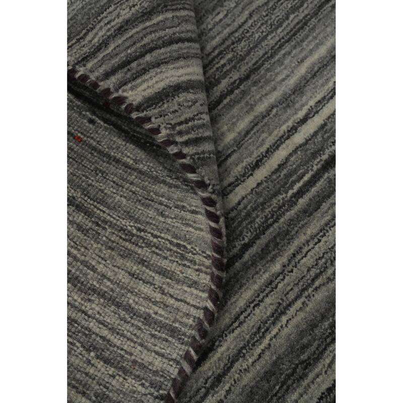 Hand Knotted Oriental 100% Wool Carpet Tribal Animal Pictorial Greys & Charcoal Gabbeh Area Rug - 9' 9'' X 8' 2''