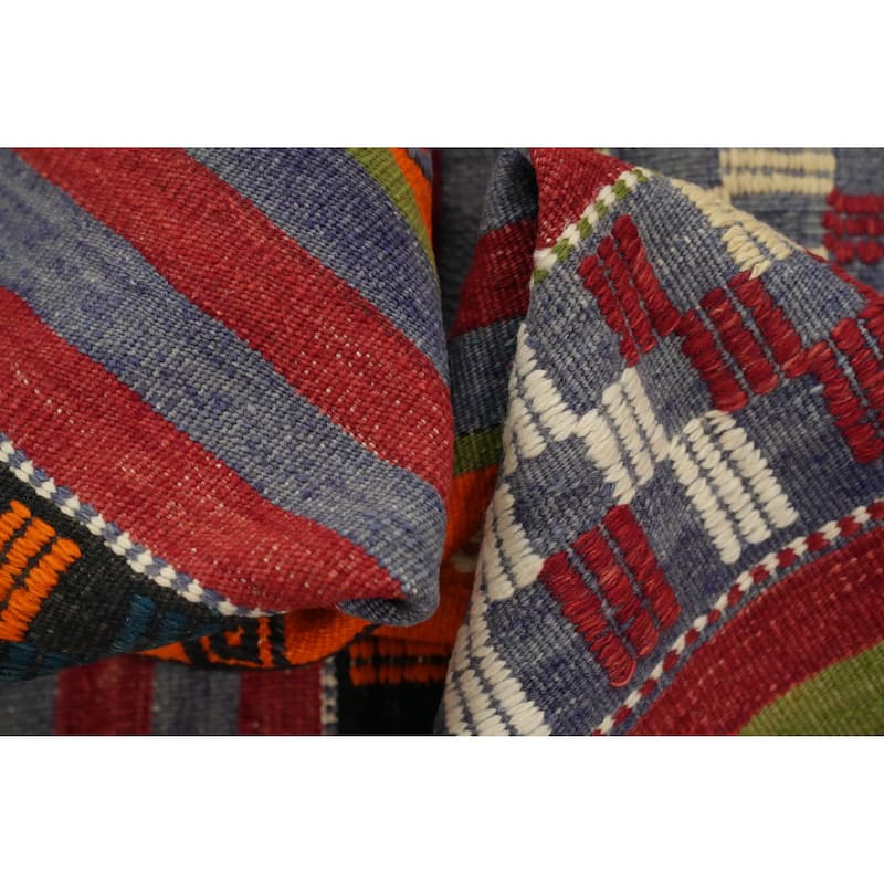 Hand Woven Oriental 100% Wool Carpet Southwestern Tribal Oranges & Rust Kilim Area Rug - 9' 6'' X 5' 10''