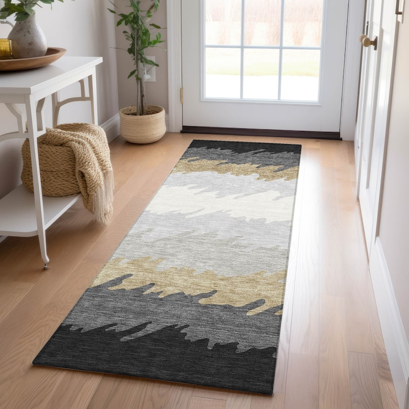 Machine Washable Indoor/ Outdoor Chantille Abstract Ombre Rug