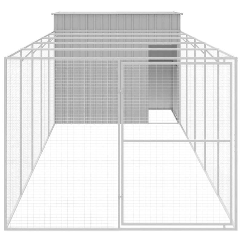vidaXL Dog House with Run Light Gray/Anthracite multisize Galvanized Steel