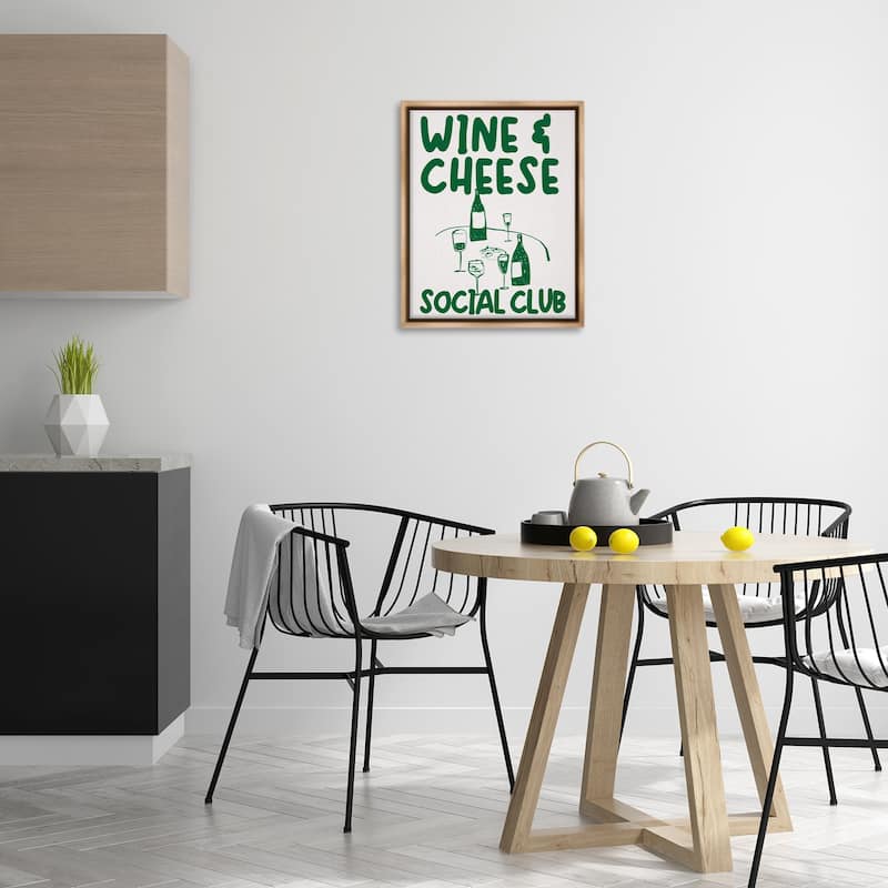 Stupell Wine & Cheese Social Club Framed Floater Canvas Wall Art Design By House of Lulu