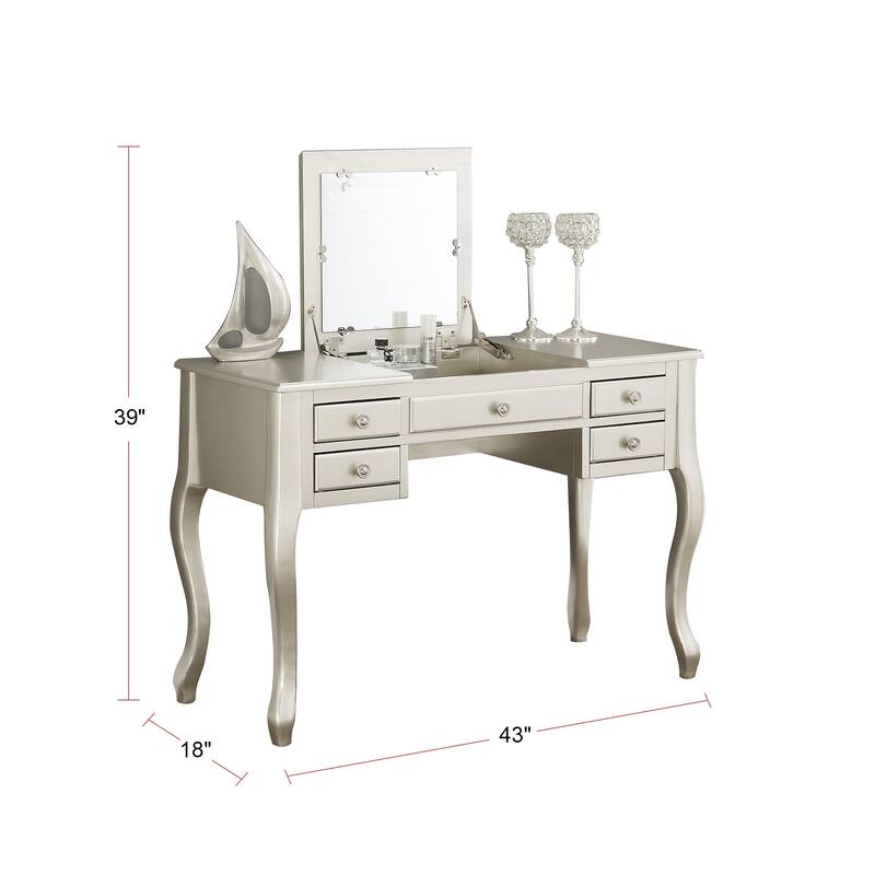 Flip Up Mirror Vanity Set with Stool