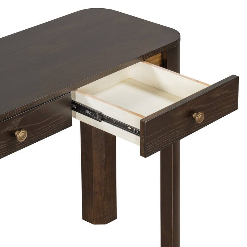 Rustic 52" Console Table with Drawers and Curved Legs for Entryway or Living Room Decor