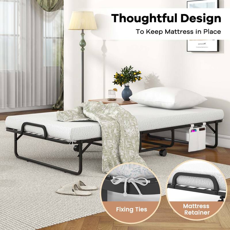 Costway 75" x 39" Folding Bed with Memory Foam Mattress & Pillow Dust