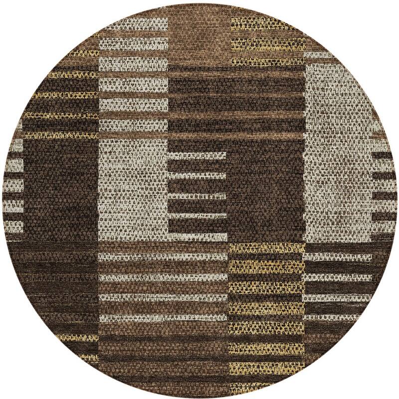 HomeRoots Striped Modern Rectangle Outdoor Rug