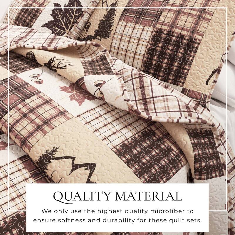 Redwood Collection 3 Piece Lodge Quilt Set with Shams